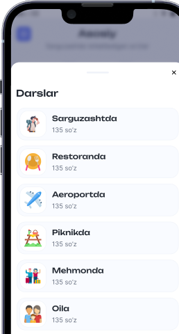 Mavzuli darslar ro‘yxati: Sarguzashtda, Restoranda, Aeroportda